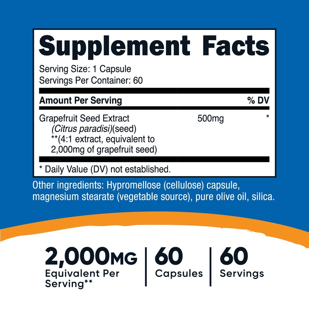 Nutricost Grapefruit Seed Extract 2,000mg, 60 Vegetarian Capsules