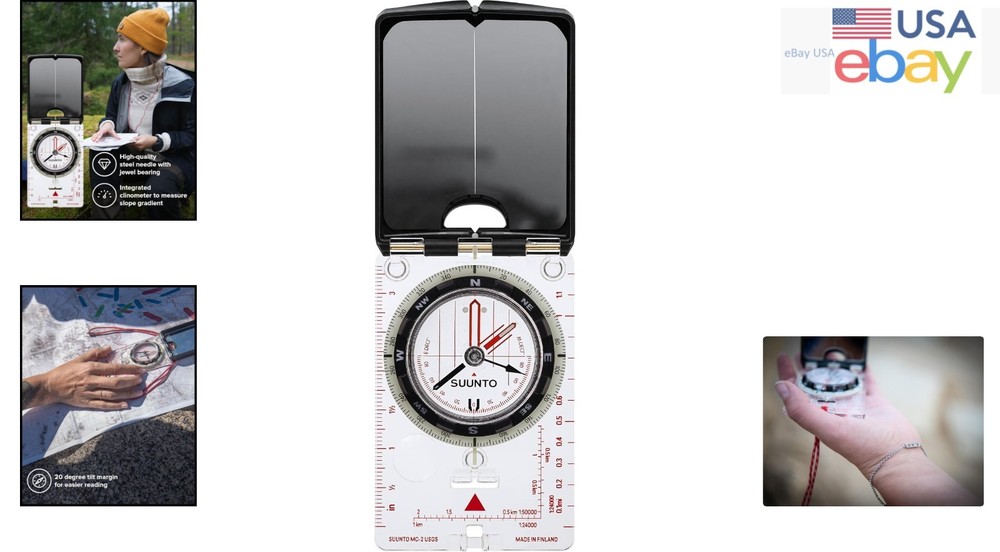 Portable Navigation Compass with Declination Adjustment and Clinometer Features
