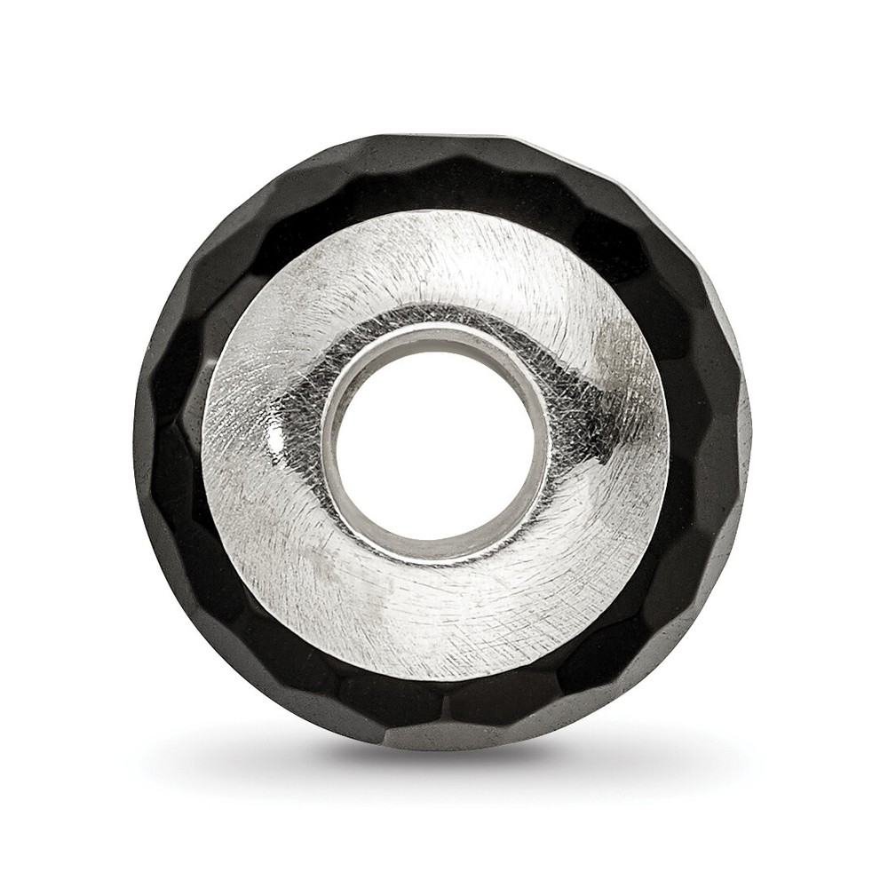 Silver Reflections Black Agate Stone Bead QRS1672