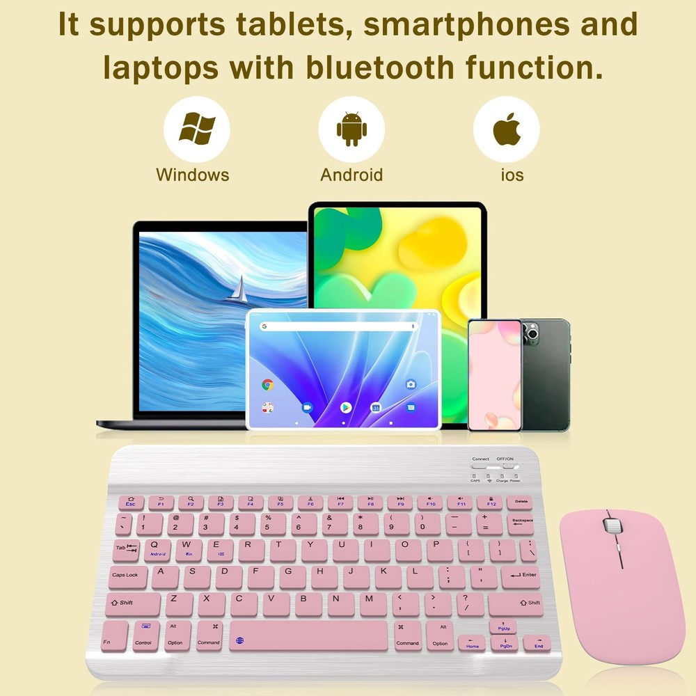 Rechargeable Bluetooth Keyboard and Mouse Combo, Universal Ultra-Slim Wireless