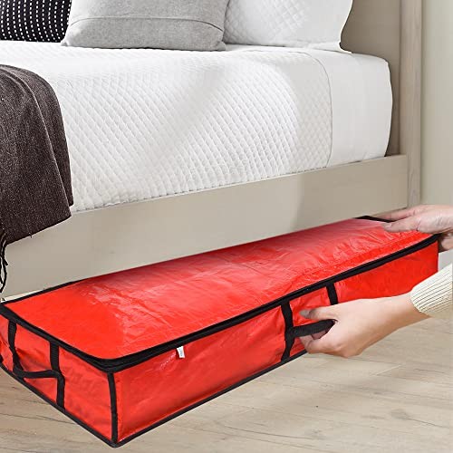 Wrapping Paper Storage Containers | Gift Wrap Organizer Under Bed Red
