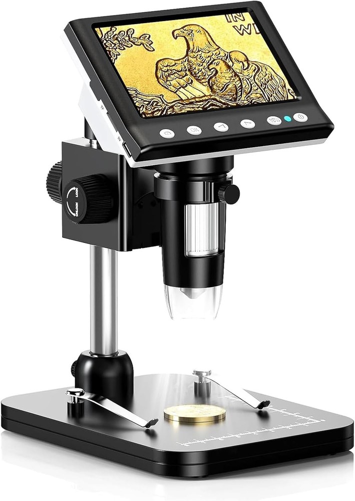 Revolutionary 4.3'' Coin Microscope: 1000X Magnification and Adjustable Lighting