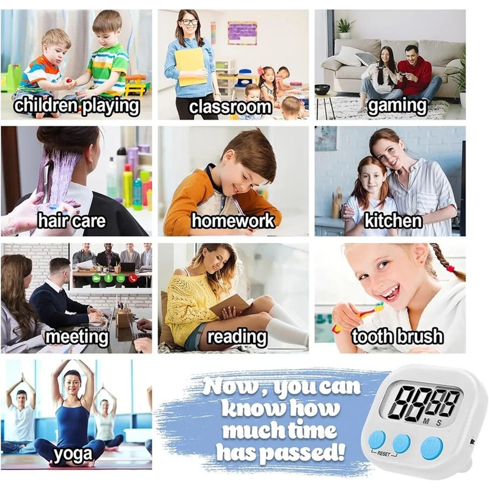 Digital kitchen timer with loud alarm while cooking for exercise and learning