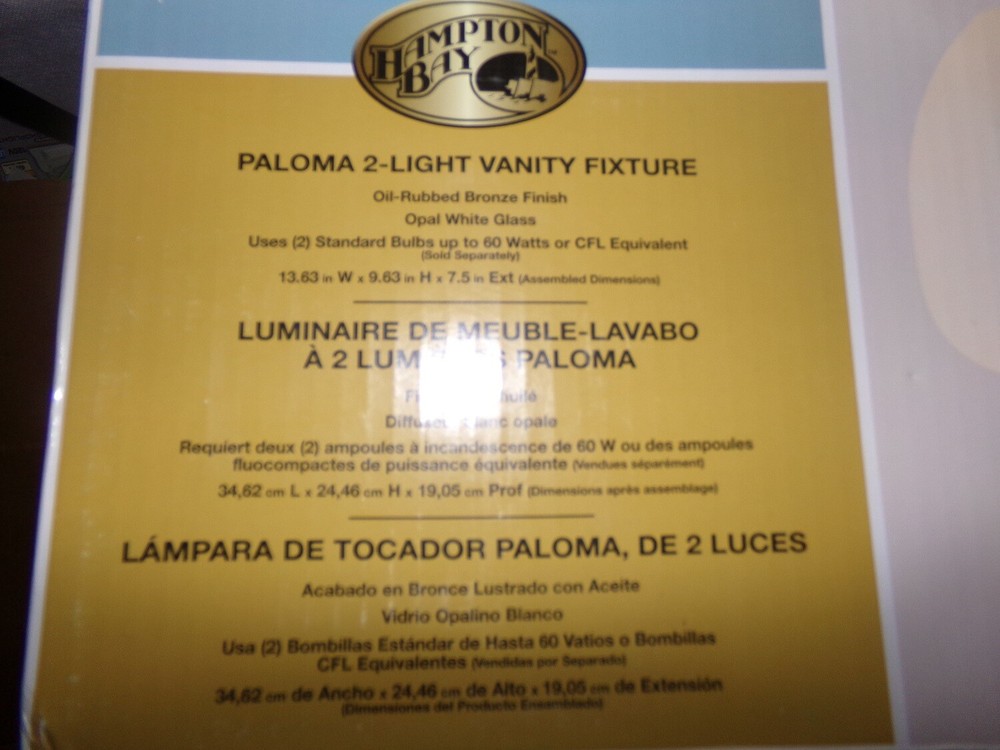 Hampton Bay Paloma 2 Light Vanity Bronze