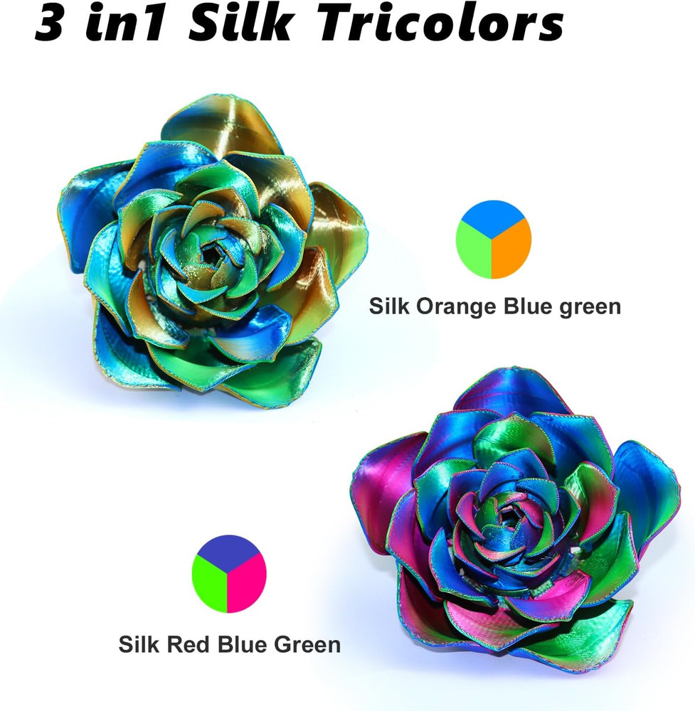 3D PLA Filament 1.75Mm Bundle, Tricolor 3D Printer Filament Bundle, Rainbow Silk