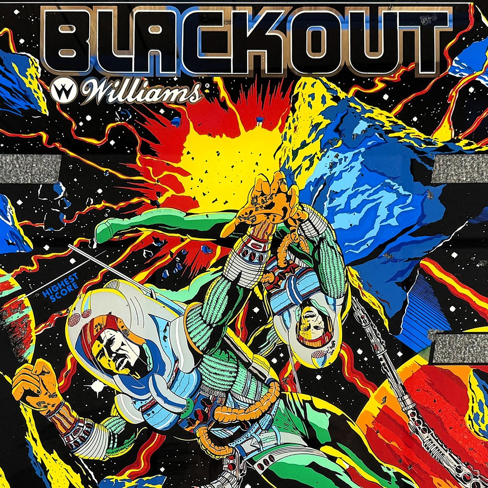 Williams Blackout Pinball Machine Game Backglass ORIGINAL