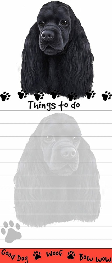 COCKER SPANIEL-BLACK Die Cut List Pad/Note Pad with Magnetic Back