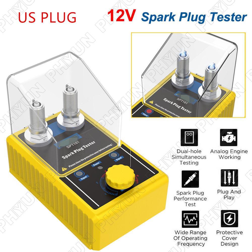 Spark Plug Tester Dual Hole Diagnostic Tool 12V Gasoline Car Ignition Analyzer