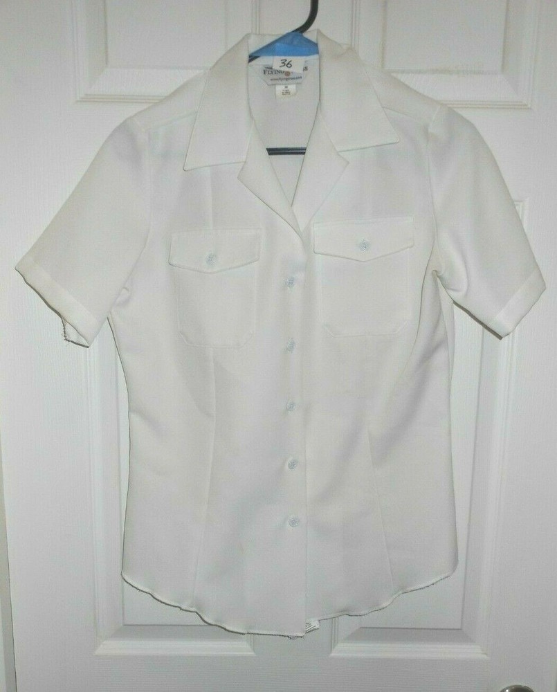 U.S. MILITARY LADIES/MEN'S WHITE POLYESTER SHIRT SHORT see pull down menu