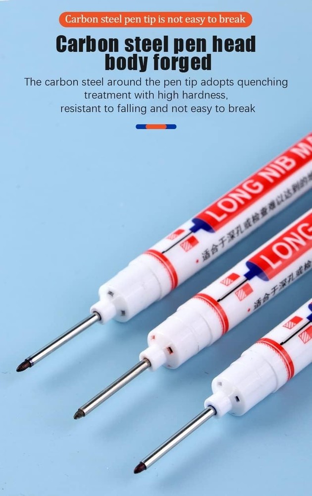 Versatile Deep Hole Pens - 3 Colors for Precision Marking in Artisanal Work