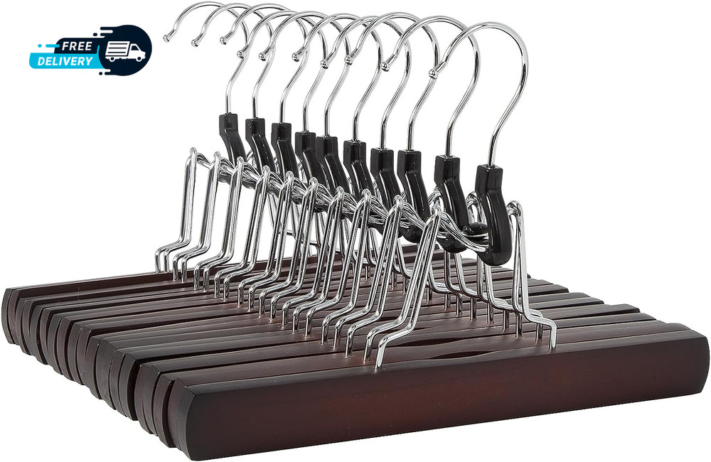 Wooden Pants Hangers - Cherry, 10-Pack