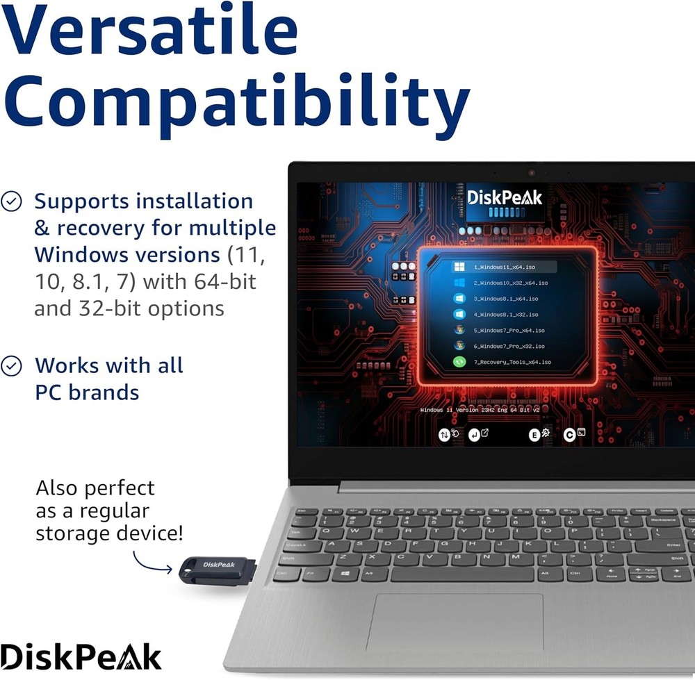Effortless Windows Installation USB - Supports 32 & 64 bit with Utilities