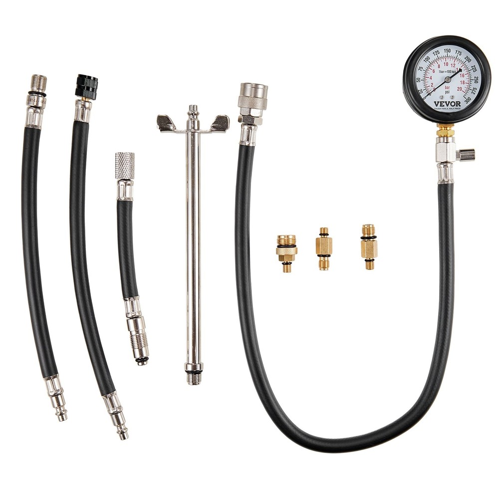 Compression Tester Adapter Kit, 9 Pcs Automotive Engine Cylinder Leak Down Compr