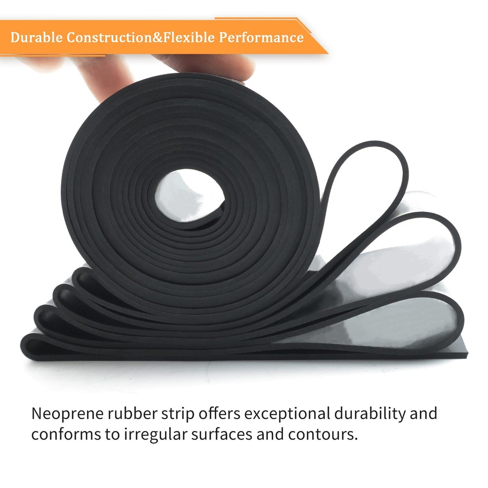 Rubber Strips 1/2(.500)" Thick X 1" Wide X 10'Long, Solid Rubber Rolls Use fo...
