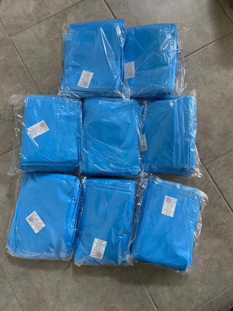 Blue Plastic Disposable PPE Gowns - 150+