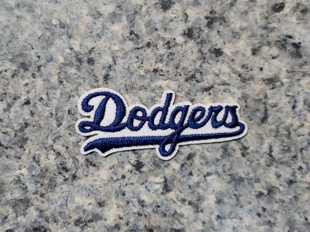 LA Dodgers Small Script MLB Patch. Embroidered. Iron On. 2.25"x 1"