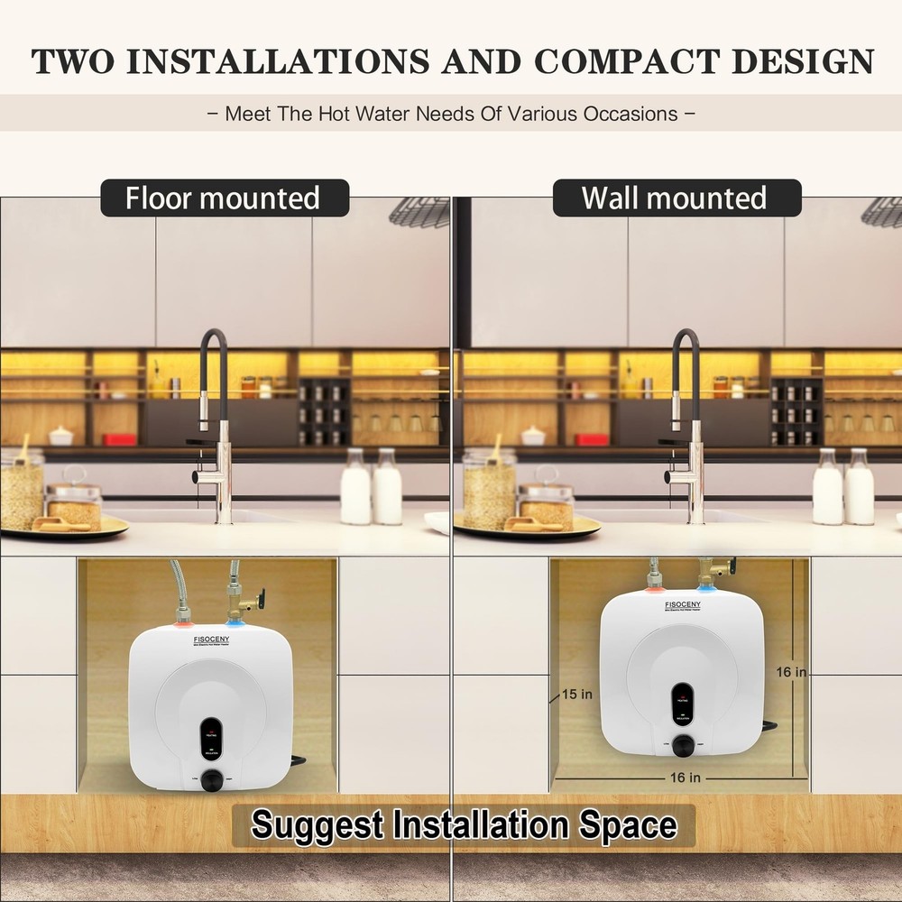 2.5 Gallon Mini Tank Water Heater Under Sink Hot Water 1500W 120V Water Heate...