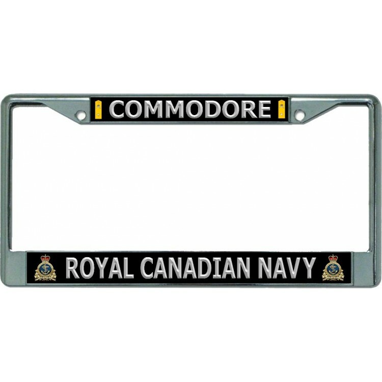 royal canadian navy commodore seal logo military chrome license plate frame