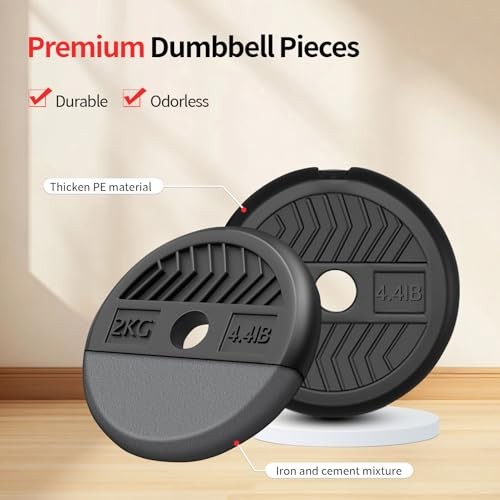 Adjustable Black 40LBS (20LBS*2) + Kettlebell Handle (1.76LBS*2)