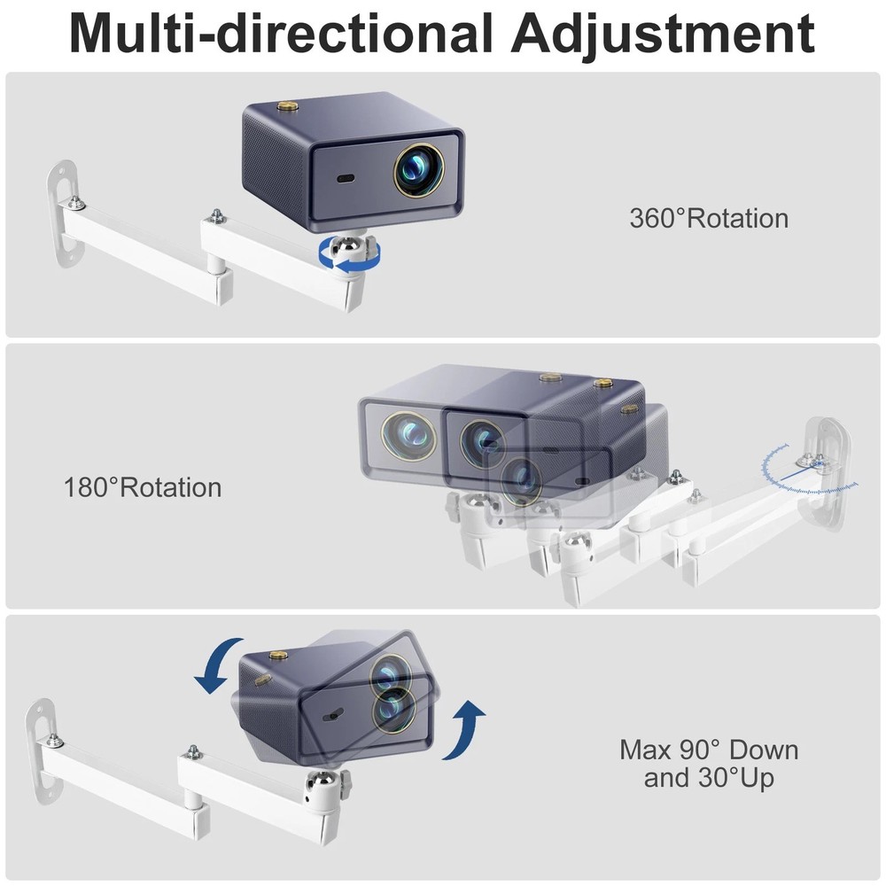 Foldable Wall Mount for Video Light Projector with Damping Joint 4.4lbs Capacity
