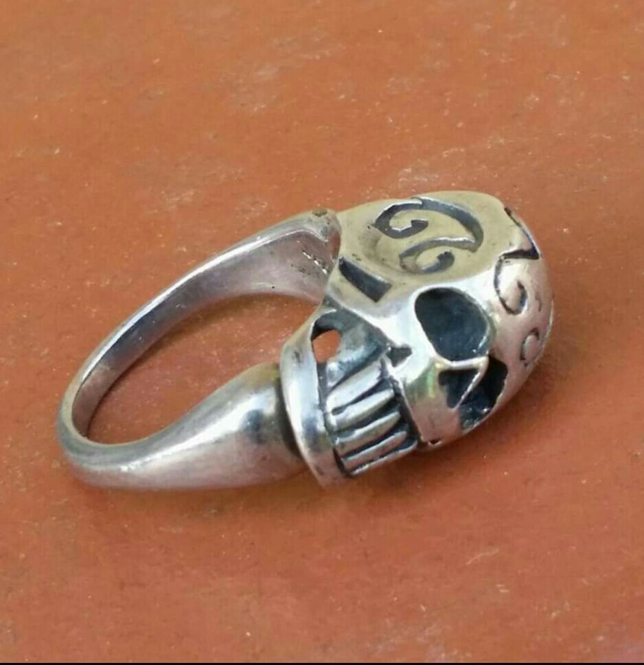 925 MENS SILVER RING motorcycle skull harley