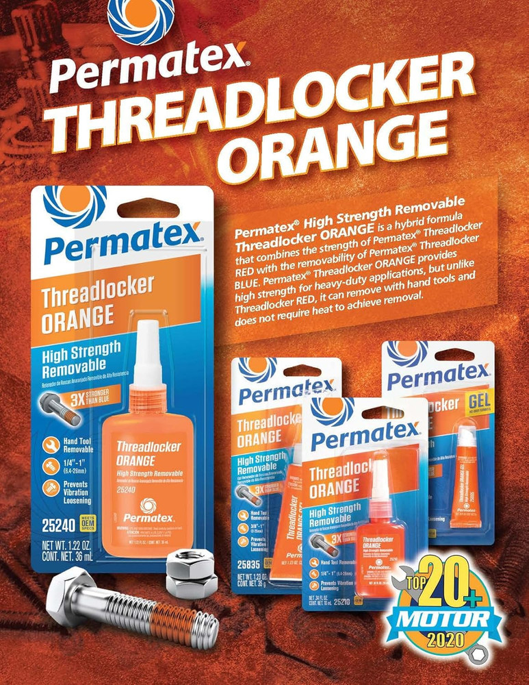 High Strength Removable Threadlocker Orange Liquid Thread Locker 10ml