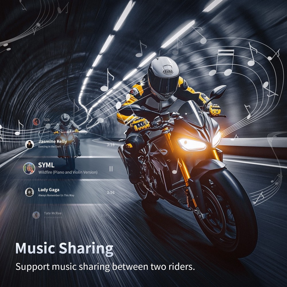 T5 Motorcycle Bluetooth Headset Helmet Intercom for 2-Way Communication 1000m