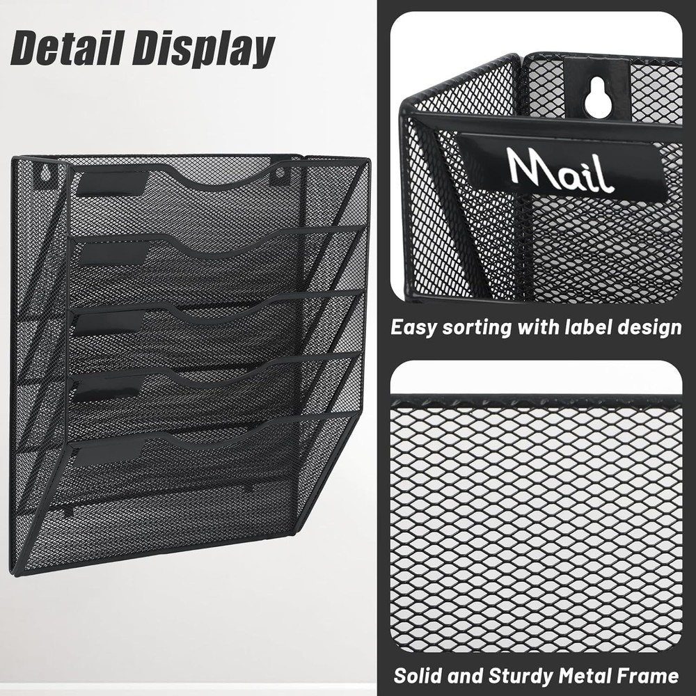 5-Tier Mesh Wall File Organizer for Office & Home
