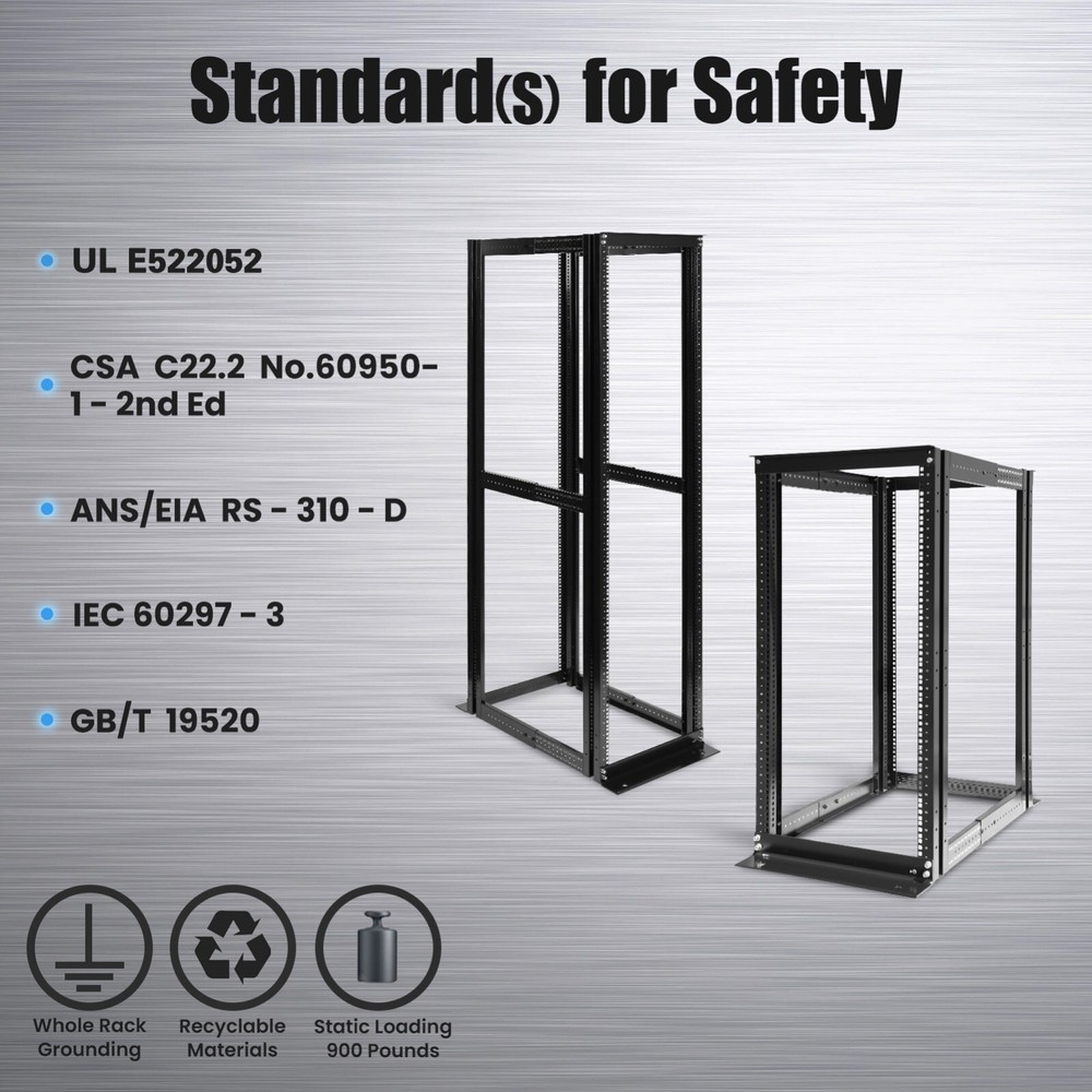 42U 4 Post Open Frame Server Rack Enclosure 19" Adjustable Depth with one shelf