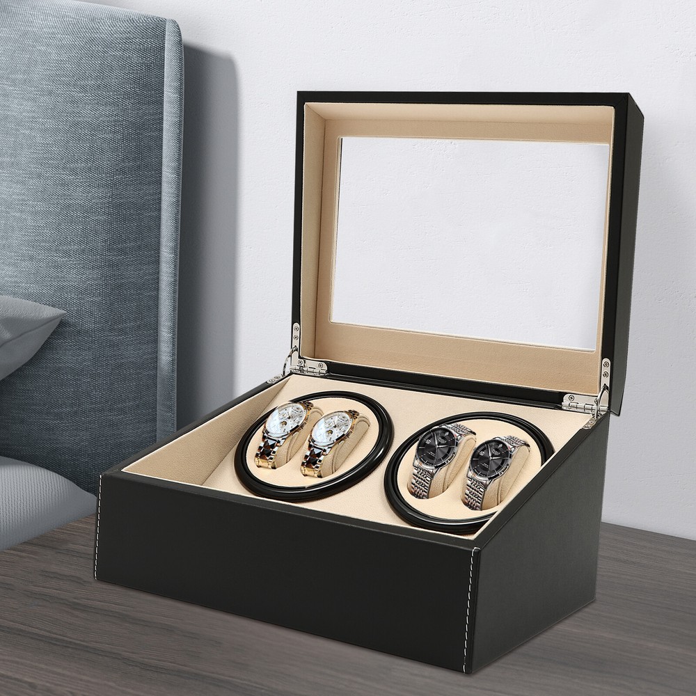 4+6 Luxury Automatic Rotation Watch Winder Leather Storage Case Display Box Gift