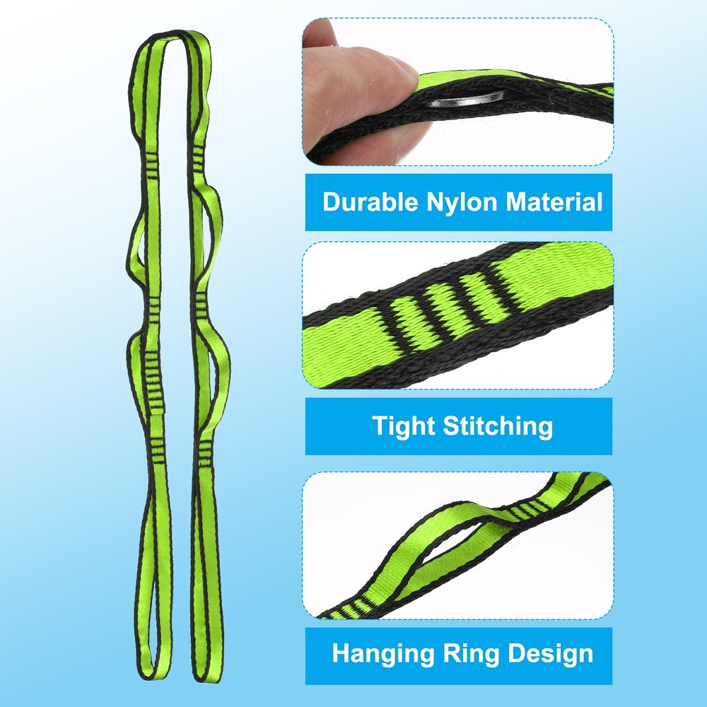 2Pcs Daisy Chain Strap Strong Climbing Strap Adjustable with 8 Loops Green