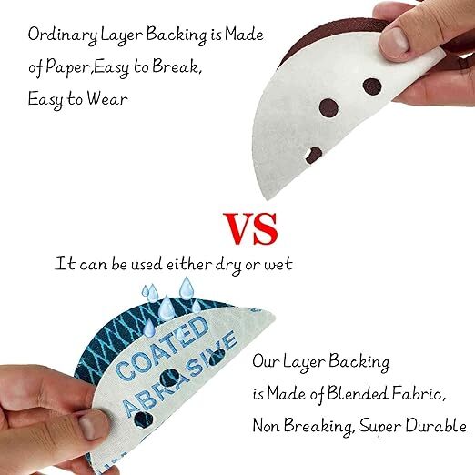 SATC 50PCS 5-in Blue Diamond Shape Sanding Discs 8-Hole Hook Loop SandPaper P120