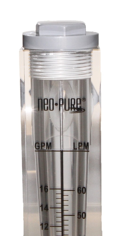 Neo-Pure Adjustable Panel Mount Flowmeter 2-16GPM 1" MNPT