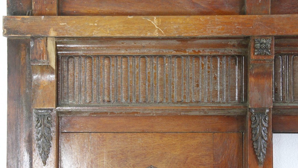 Textured Glass Transom & Etched Side Lite Wooden Window Frame