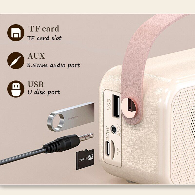 Retro Bluetooth Speaker with Microphone HIFI Stereo Digital Display Alarm Clock