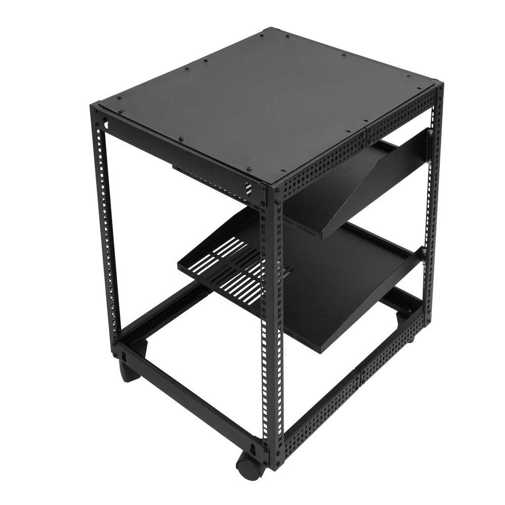12U 4 Post Open Frame Server Rack Network 23"-40" Adjustable w/ Casters Shelves
