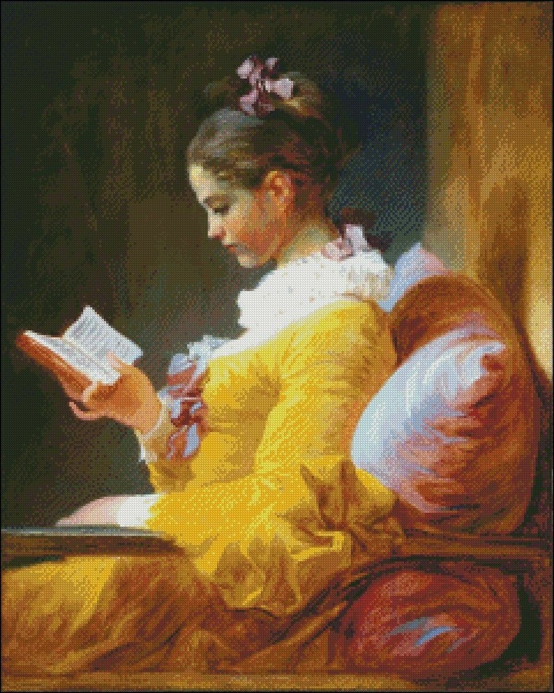 Chart Needlework DIY - Counted Cross Stitch Patterns - A Young Girl Reading