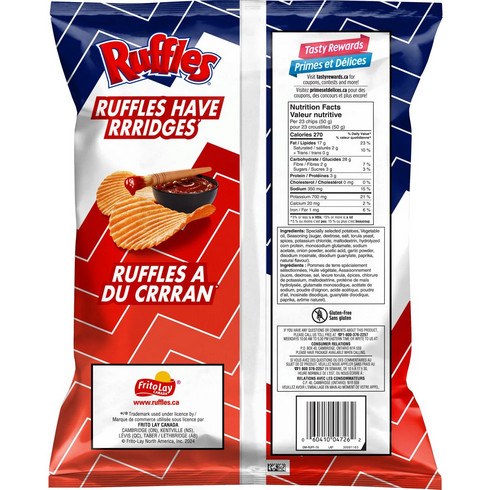 Ruffles Bar-B-Q Flavored Potato Chips, 200g (4 Pack)