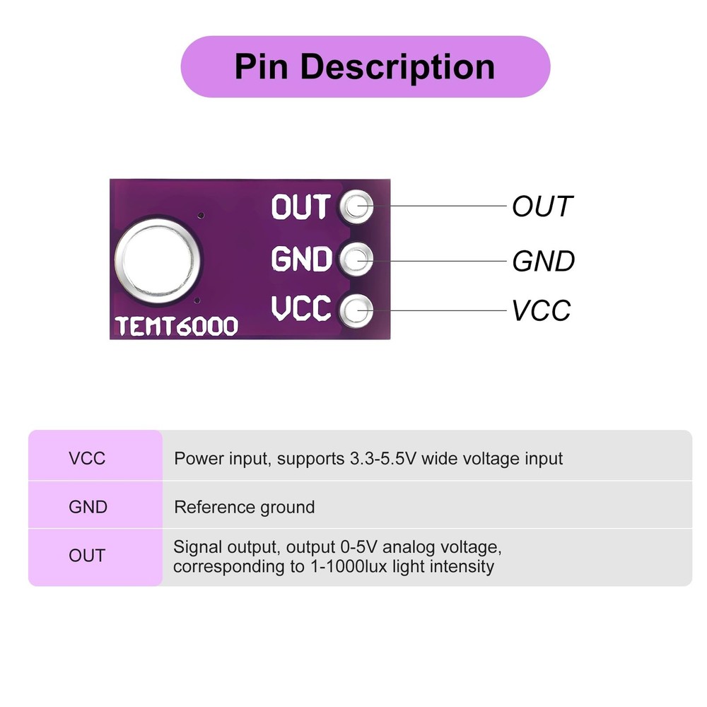 8 PCS TEMT6000 Ambient Light Sensor Module Analog Light Intensity For Arduino
