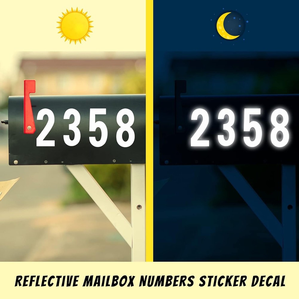 White Mailbox Numbers Reflective - 5 Sets 3 Inch,