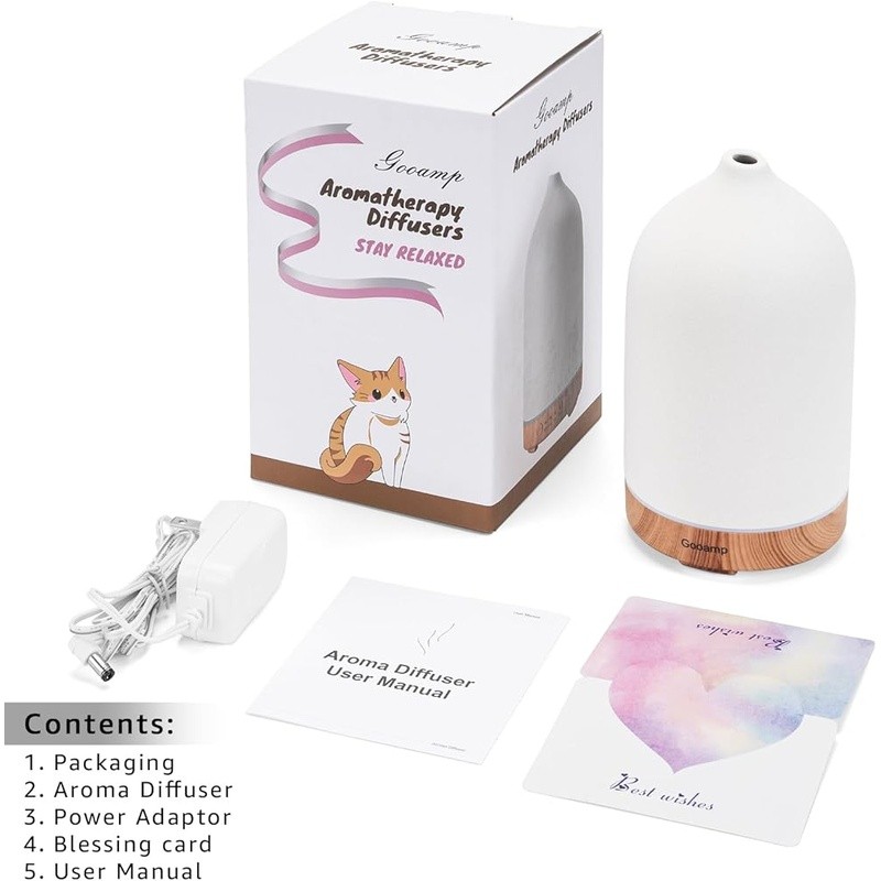 Ceramic Essential Oil Diffuser Ultrasonic Humidifier Auto Shut-Off LED Light New
