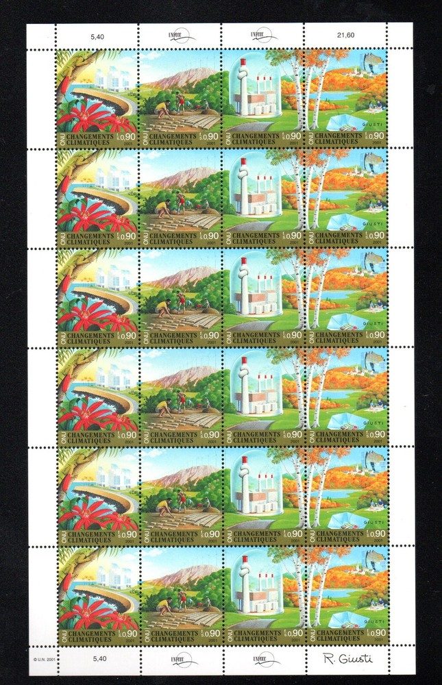 UNO Genf 2001 sheet climate change stamps (Michel 428/31) MNH