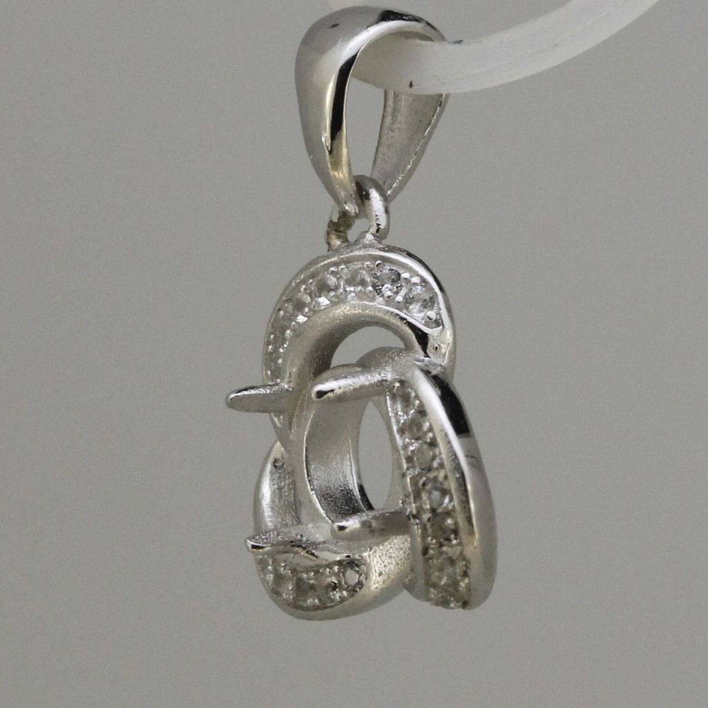 Sterling Silver Semi Mount Pendant Setting Round RD 6x6mm Trinity Circle