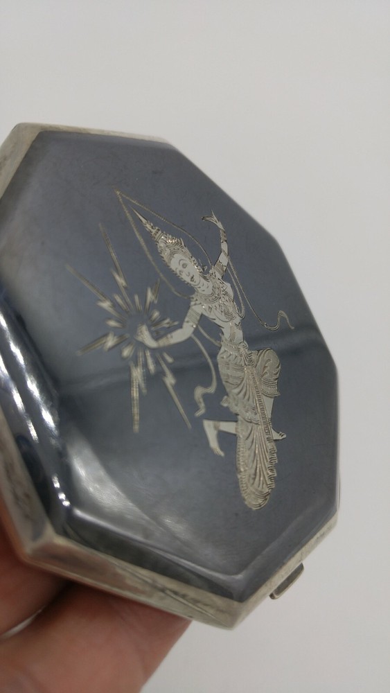 Vintage 1940's Siam Niello Sterling Compact