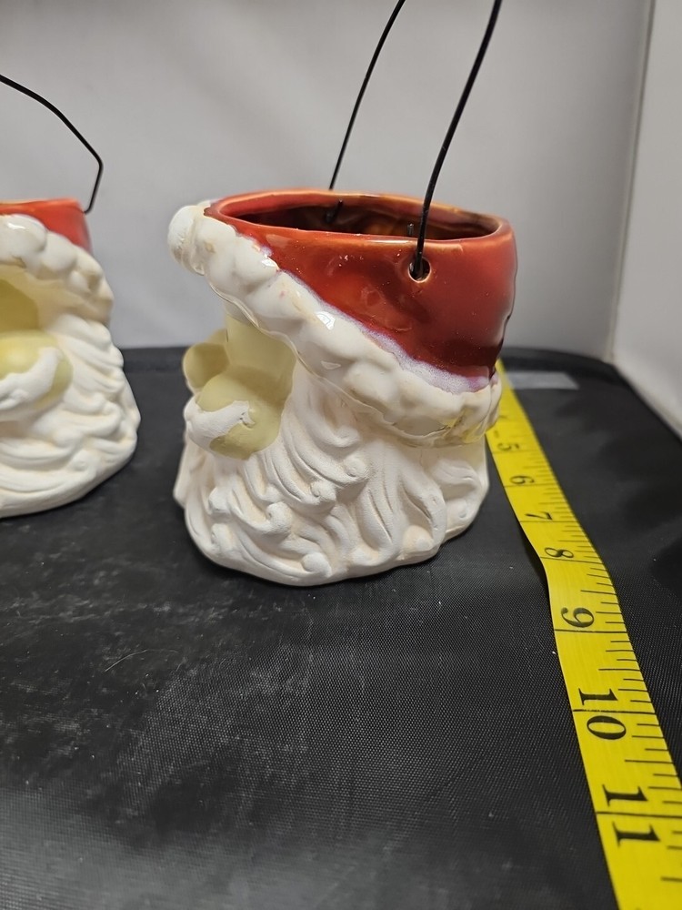 2-Ceramic Santa Containers With Wired Handle- By Collections