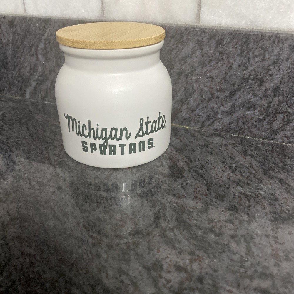 Michigan State Canister With Bamboo Lid
