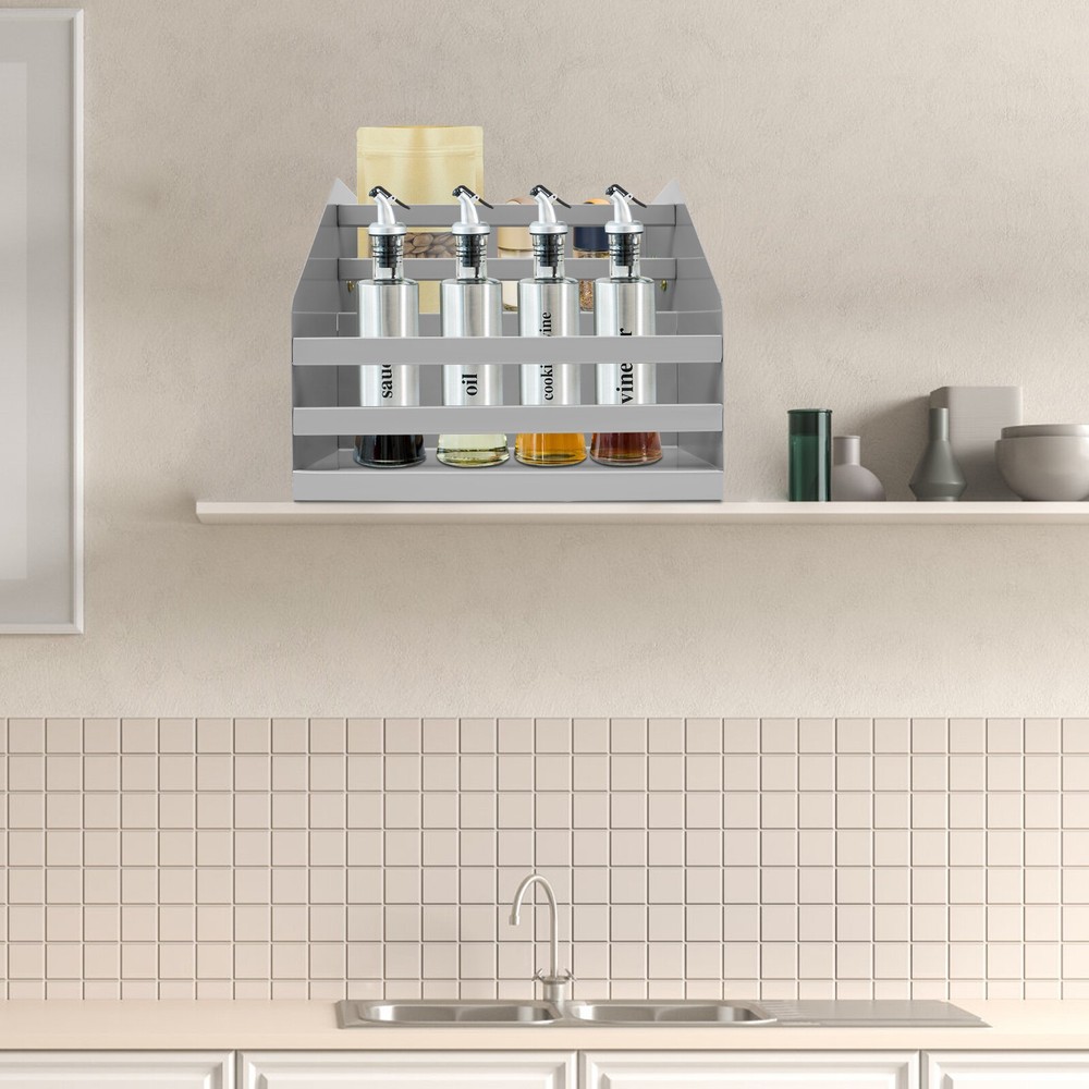 Pull Down Cabinet Organizer 2 Tier Pull-Out Cabinet Wall Shelf Spice Dishes Rack