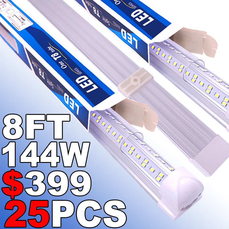 25 Pack T8 8FT LED Tube Lights 144W 8Foot LED Shop Garage Warehouse Light Fixtur
