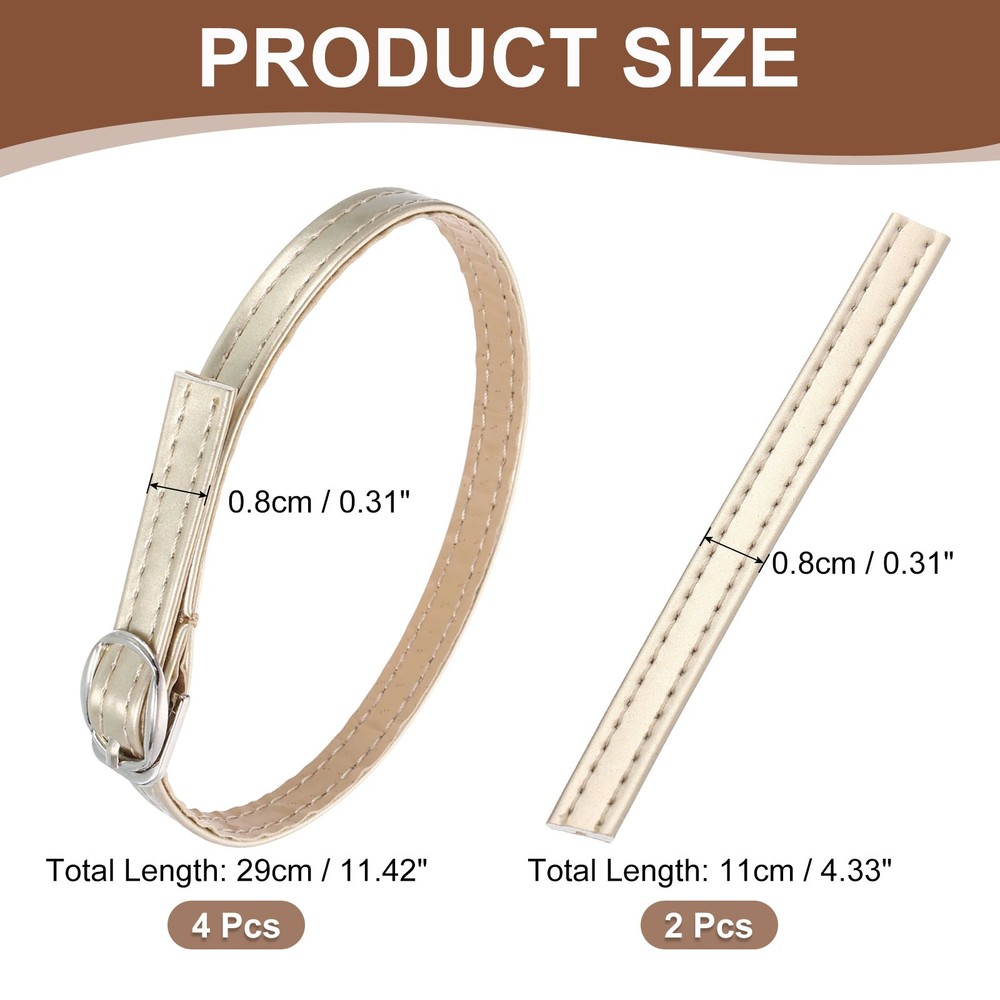 2 Pair Replacement Ankle Strap for Heels Shoe Bands, Gold