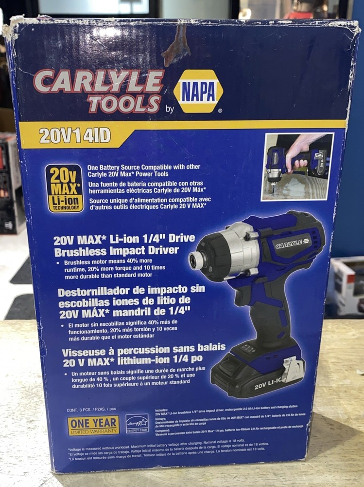 Carlyle Tools 20V14ID 1/4” Drive Brushless Impact Driver